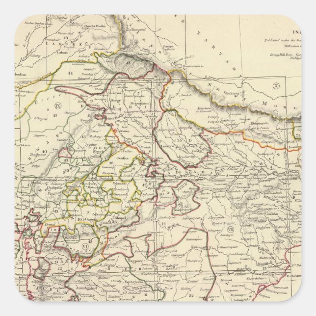 India XII Index map Square Sticker (Front)