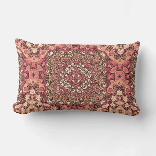 Indian abstract medallion pattern. Boho and gypsy  Lumbar Pillow (Front)