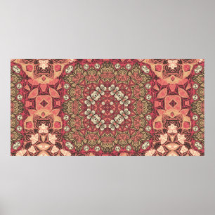 Indian abstract medallion pattern. Boho and gypsy  Poster