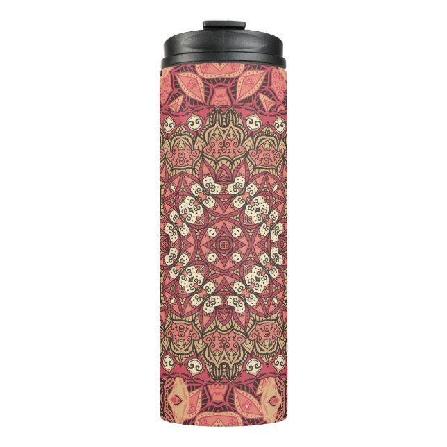 Indian abstract medallion pattern. Boho and gypsy  Thermal Tumbler (Front)