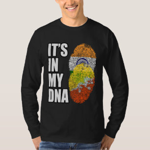 Indian And Bhutanese Mix DNA Flag Heritage T-Shirt