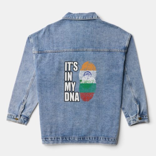 Indian And Bulgarian Mix DNA Flag Heritage  Denim Jacket