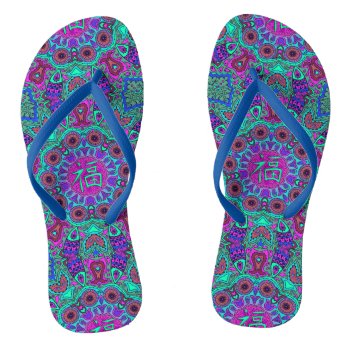 Indian And Chinese Happiness Mandala Flip Flops by BecometheChange at Zazzle