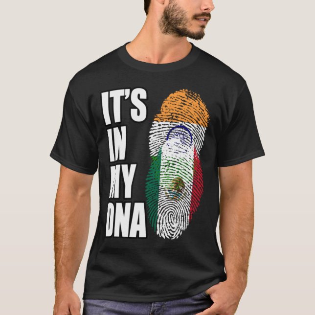 Indian And Mexican Mix Heritage DNA Flag T-Shirt (Front)