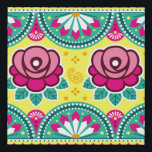 Indian and Pakistani truck art seamless long horiz Faux Canvas Print<br><div class="desc">Indian and Pakistani truck art seamless long horizontal pattern design with roses,  floral Diwali vibrant pattern in pink and greenColorful wallpaper inspired by traditional art.
indian, pattern, culture, pakistan, floral, pakistani, seamless, heart, india, retro, rickshaw, rose, traditional, asia, asian, car, colorful, colors, decor, decoration, vintage, illustration, retro, </div>