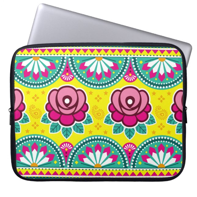 Indian and Pakistani truck art seamless long horiz Laptop Sleeve (Front)