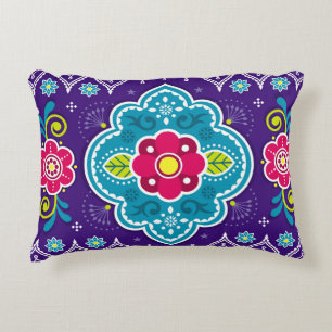 Indian and Pakistani truck art seamless pattern de Accent Pillow