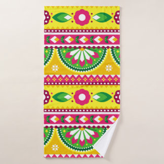 Indian and Pakistani truck art seamless pattern de Bath Towel