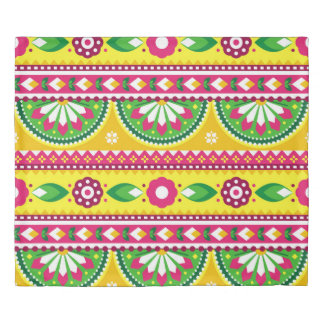 Indian and Pakistani truck art seamless pattern de Duvet Cover