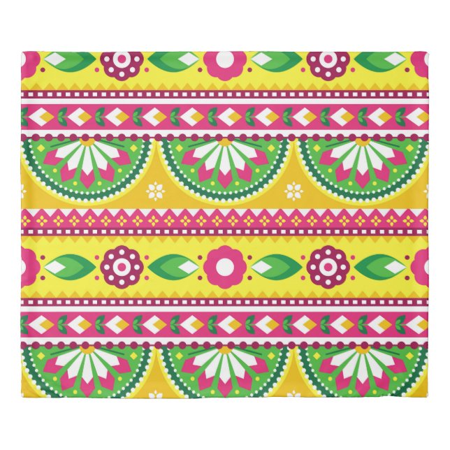 Indian and Pakistani truck art seamless pattern de Duvet Cover (Front)