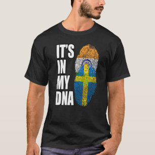 Indian And Swedish Mix DNA Flag Heritage Premium T-Shirt