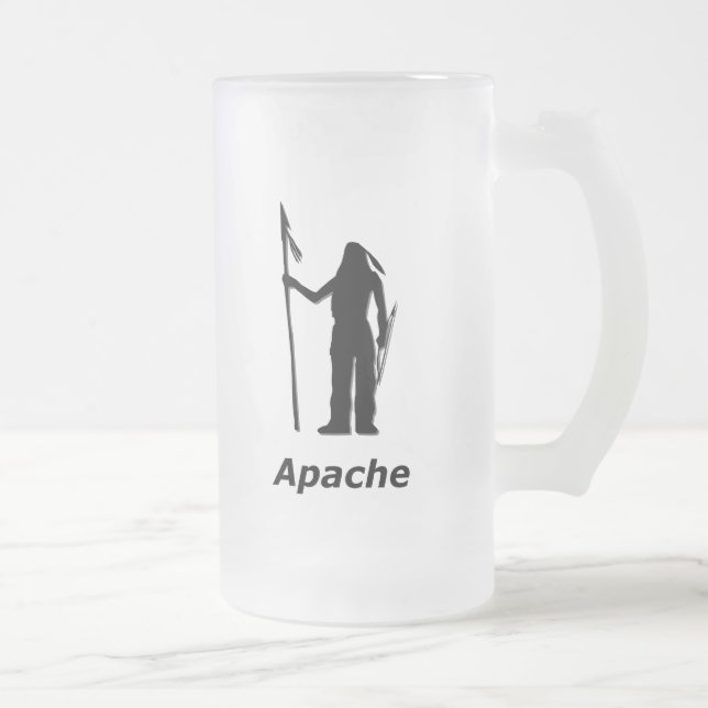 Indian Apache Frosted Glass Beer Mug (Right)