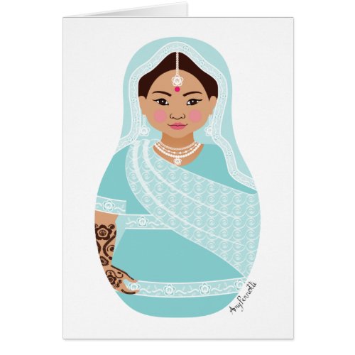 Indian Aqua Matryoshka Card