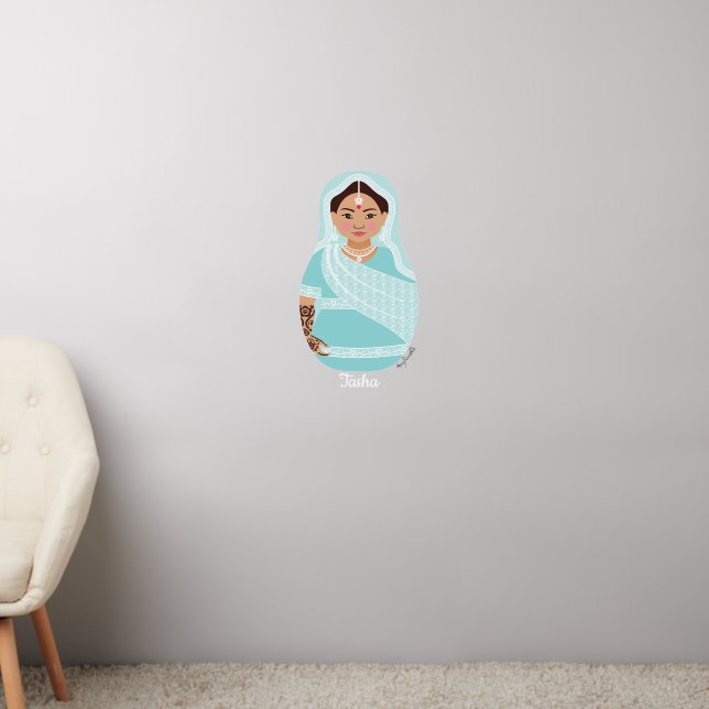 Indian (Aqua) Matryoshka Wall Decal (Living Room 2)