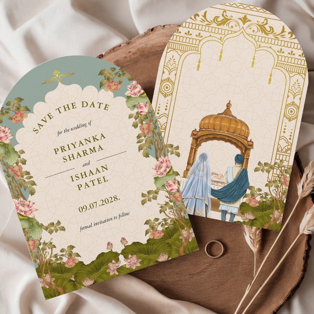 Indian Arch Floral Aesthetic Wedding Save The Date (Indian Arch Wedding Save the Date)
