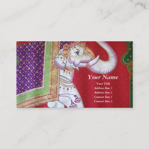 Customizable Indian art elephant Business Card