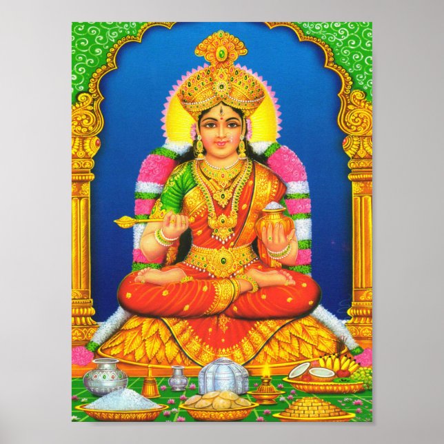 Indian Art Lakshmi Goddess Hindu Religion Poster (Front)