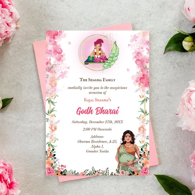 Indian Baby Shower Godh Bharai Hindu Invitation (Creator Uploaded)