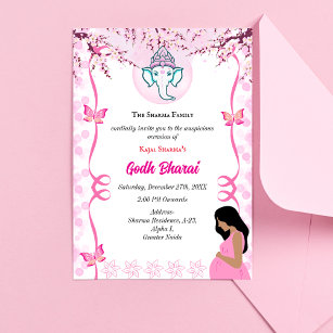 Indian Baby Shower Godh Bharai Hindu Pink Invitation