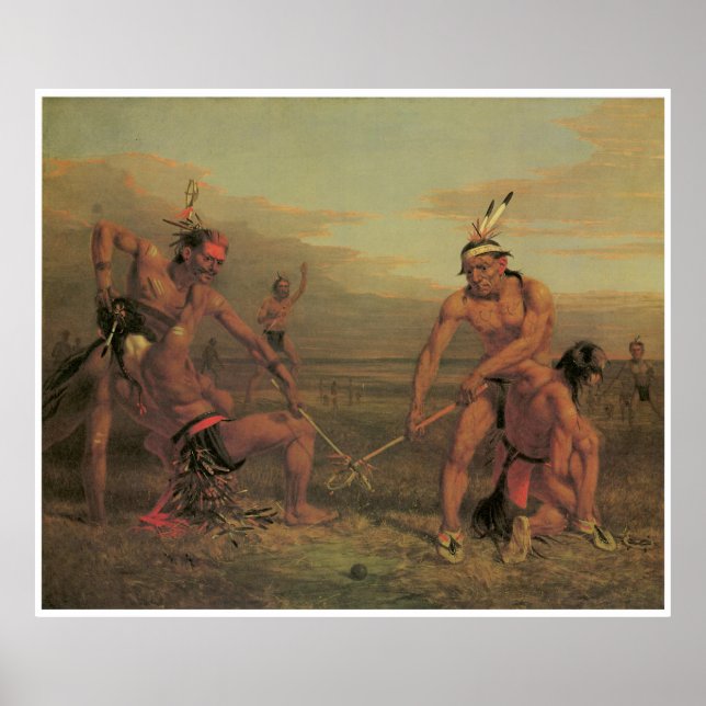 Indian Ball Game, 1843, American West Painting Poster (Front)