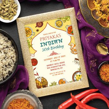 Indian Birthday Meal Dinner Party Invitation by PaperandPomp at Zazzle