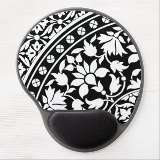 Indian Black and White Floral Geometric Pattern Gel Mouse Pad