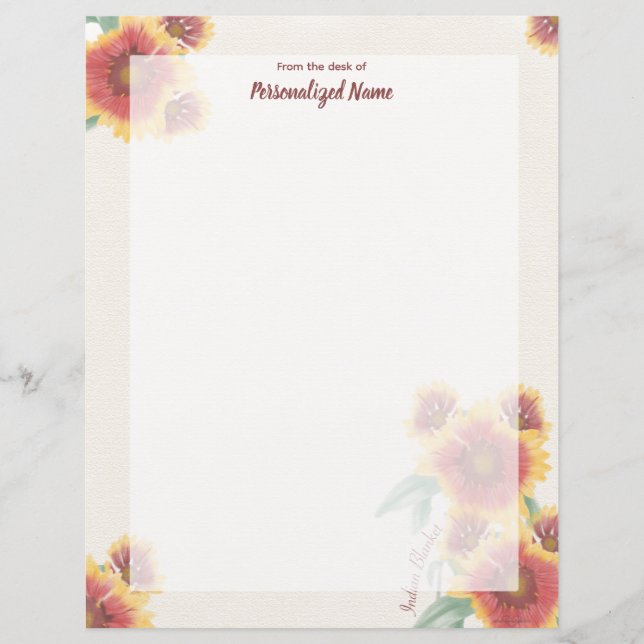 Indian Blanket Muted Unlined Paper Sheet (Front)