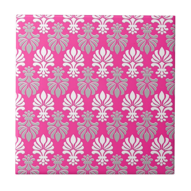 Indian Block Print Floral Pattern - Pink Tile (Front)