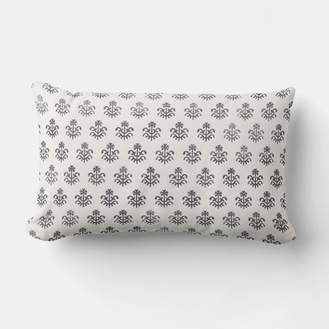 Indian block print  gray motif pillow (Front)