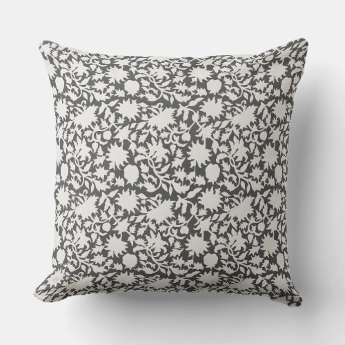 Indian block print inspired dark gray pillow