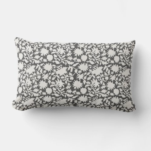 Indian blockprint  dark gray lumbar pillow