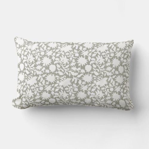 Indian blockprint inspired sage lumbar pillow