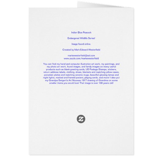 Indian Blue Peacock (Back)