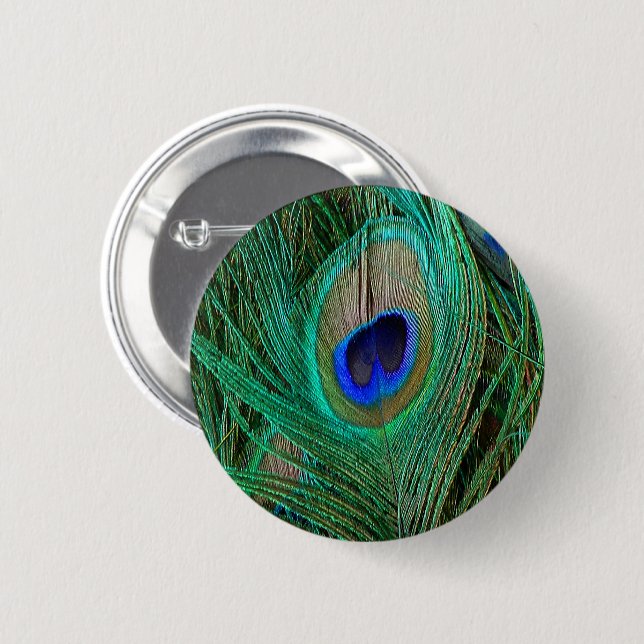 Indian Blue Peacock Feather Button (Front & Back)