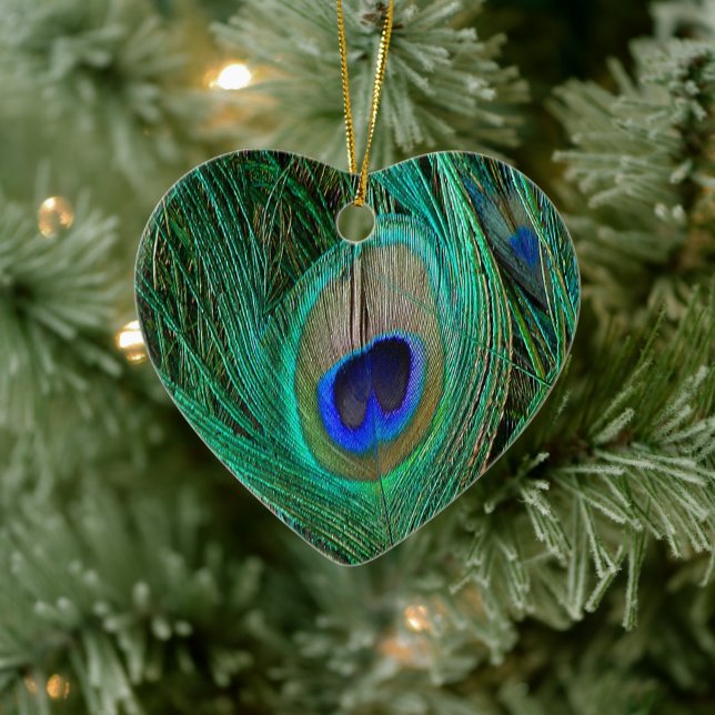 Indian Blue Peacock Feather Ceramic Ornament (Tree)