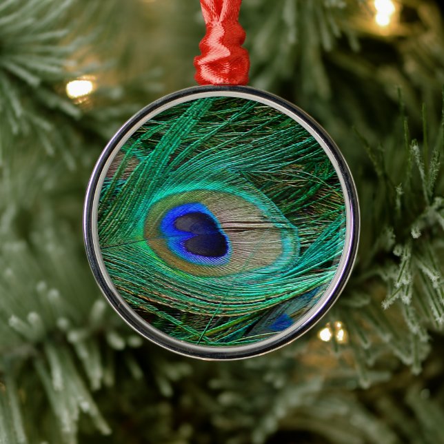 Indian Blue Peacock Feather Metal Ornament (Tree)