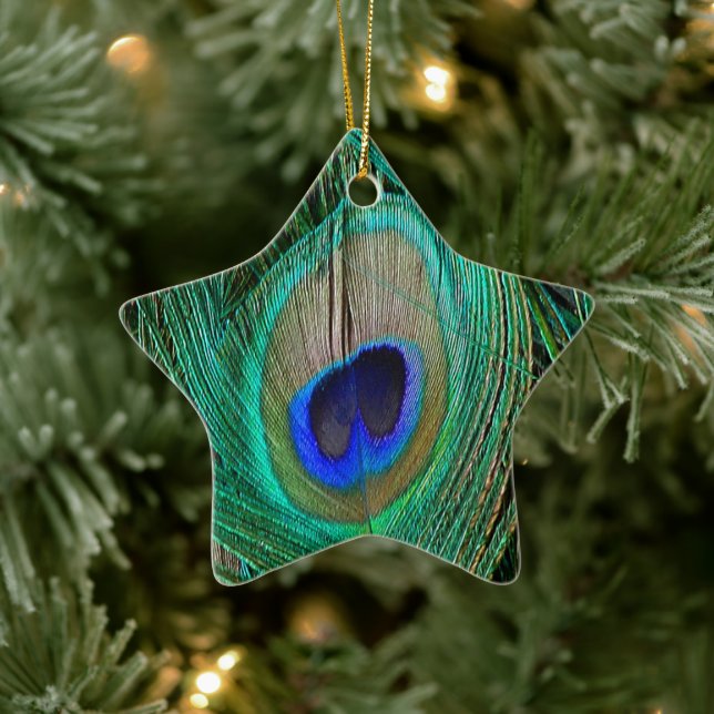 Indian Blue Peacock Feather Star Ornament (Tree)
