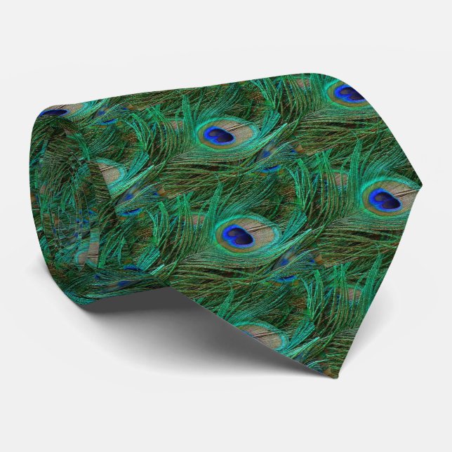 Indian Blue Peacock Feather Tie (Rolled)
