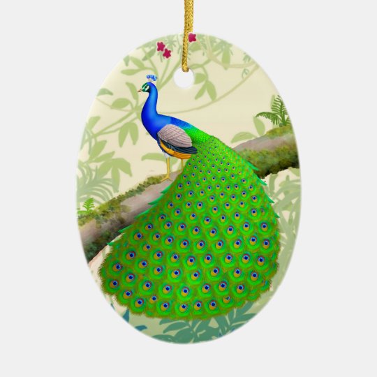 Indian Blue Peacock in Jungle Ornament