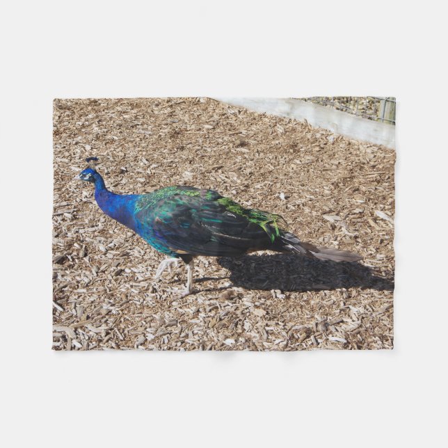 Indian Blue Peafowl fleece blanket (Front (Horizontal))