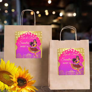 Indian Bollywood girls birthday party favor Square Sticker