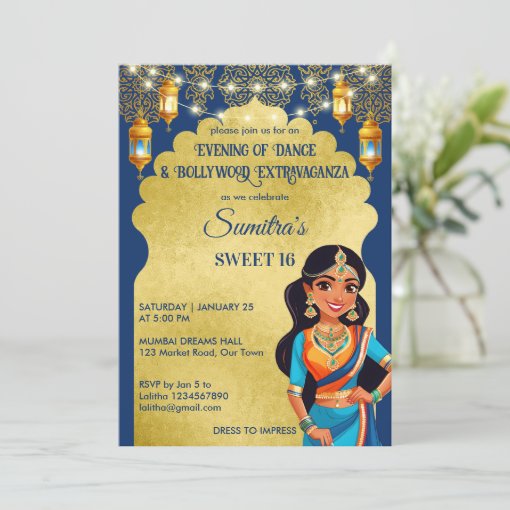 Indian Bollywood girls birthday party template | Zazzle