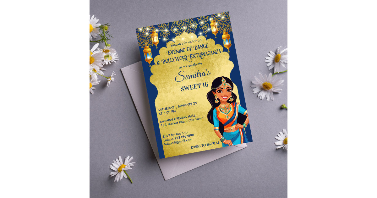 Indian Bollywood girls birthday party template | Zazzle
