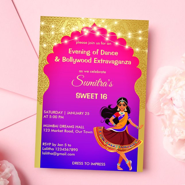 Indian Bollywood girls birthday party template (Indian Bollywood girls birthday party template invitation digital download Indian style party invite)