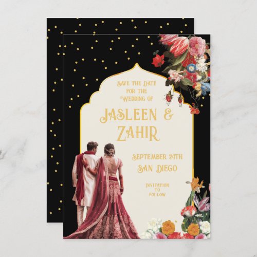 Indian Bride and Groom Save the Date Invitation