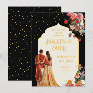 Indian Bride and Groom Save the Date Invitation