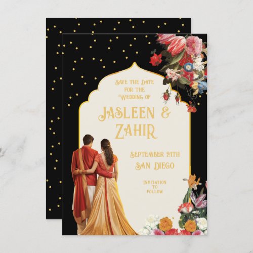 Indian Bride and Groom Save the Date Invitation