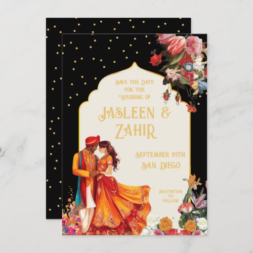 Indian Bride and Groom Save the Date Invitation