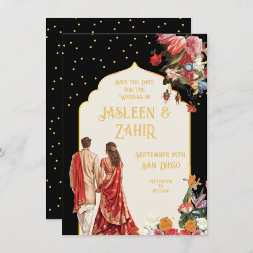 Indian Bride and Groom Save the Date Invitation