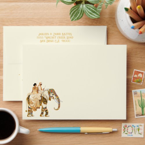 Indian Bride Groom Elephant Wedding Envelope
